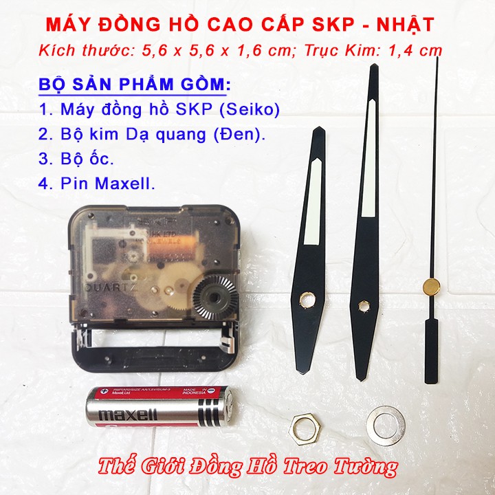 MÁY ĐỒNG HỒ TREO TƯỜNG NHẬT SKP – KIM MÀU ĐEN CÓ DẠ QUANG - BẢO HÀNH 2 NĂM – TẶNG PIN MAXELL