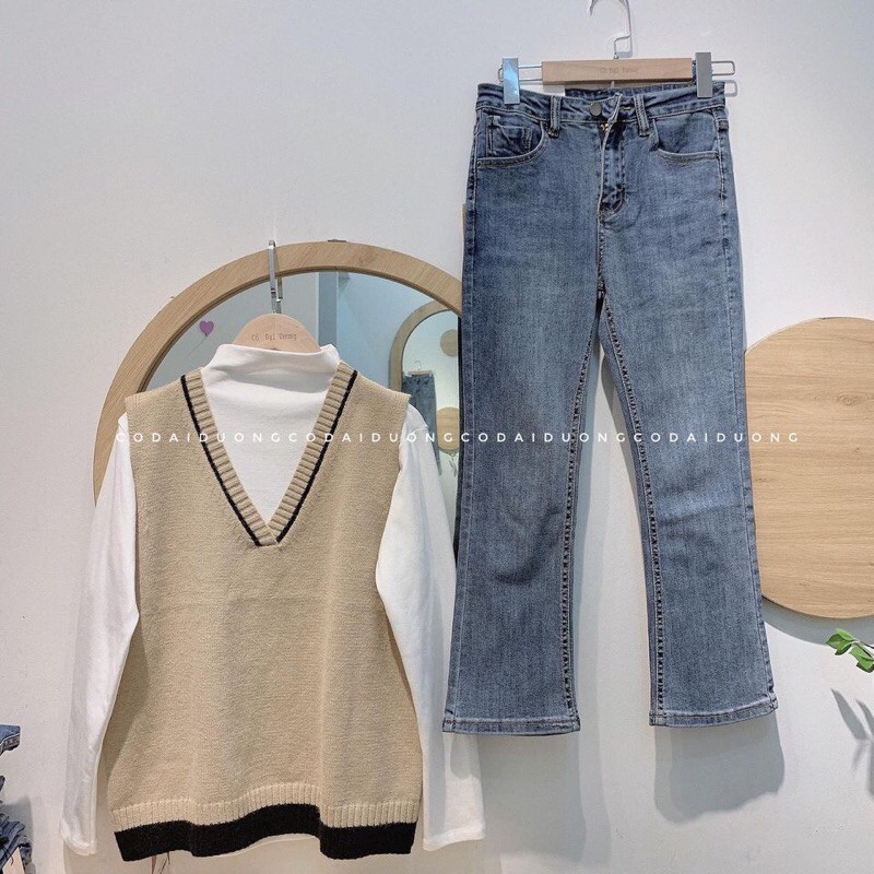 quần loe gấu dáng lỡ