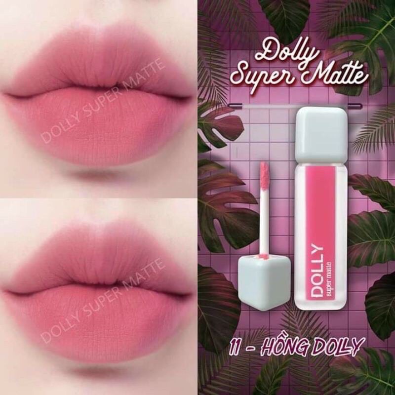 Son kem lì màu hồng Dolly super matte, son kem lì không chì bền màu lâu trôi