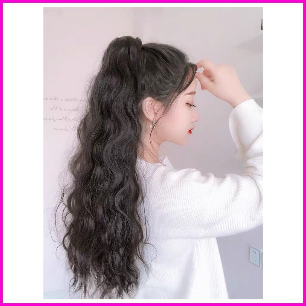 Tóc giả nữ ngoặm ngoạm xù dài 50cm chất sợi tơ cao cấp kèm ảnh thật