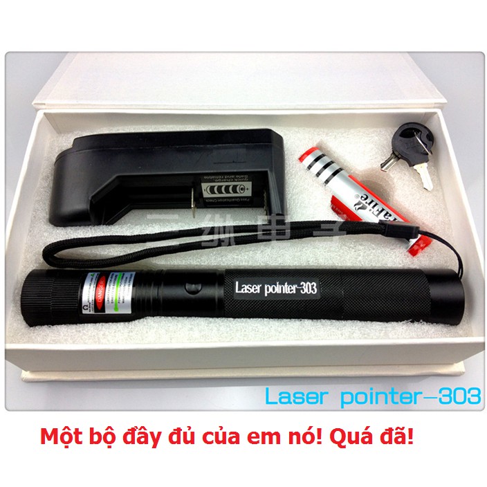 [FREESHIP] Đèn Pin Laser 303 Ánh Sáng Xanh Lá Chiếu Xa Cực Mạnh, Kèm Phụ Kiện Dùng Pin Sạc