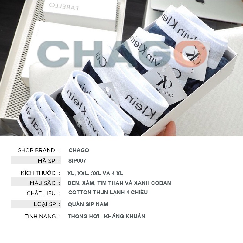 Quần sịp nam tam giác cao cấp Quần lót nam cotton thun lạnh thông hơi mặc ngủ mặc nhà hàng đẹp CHAGO CK SIP007