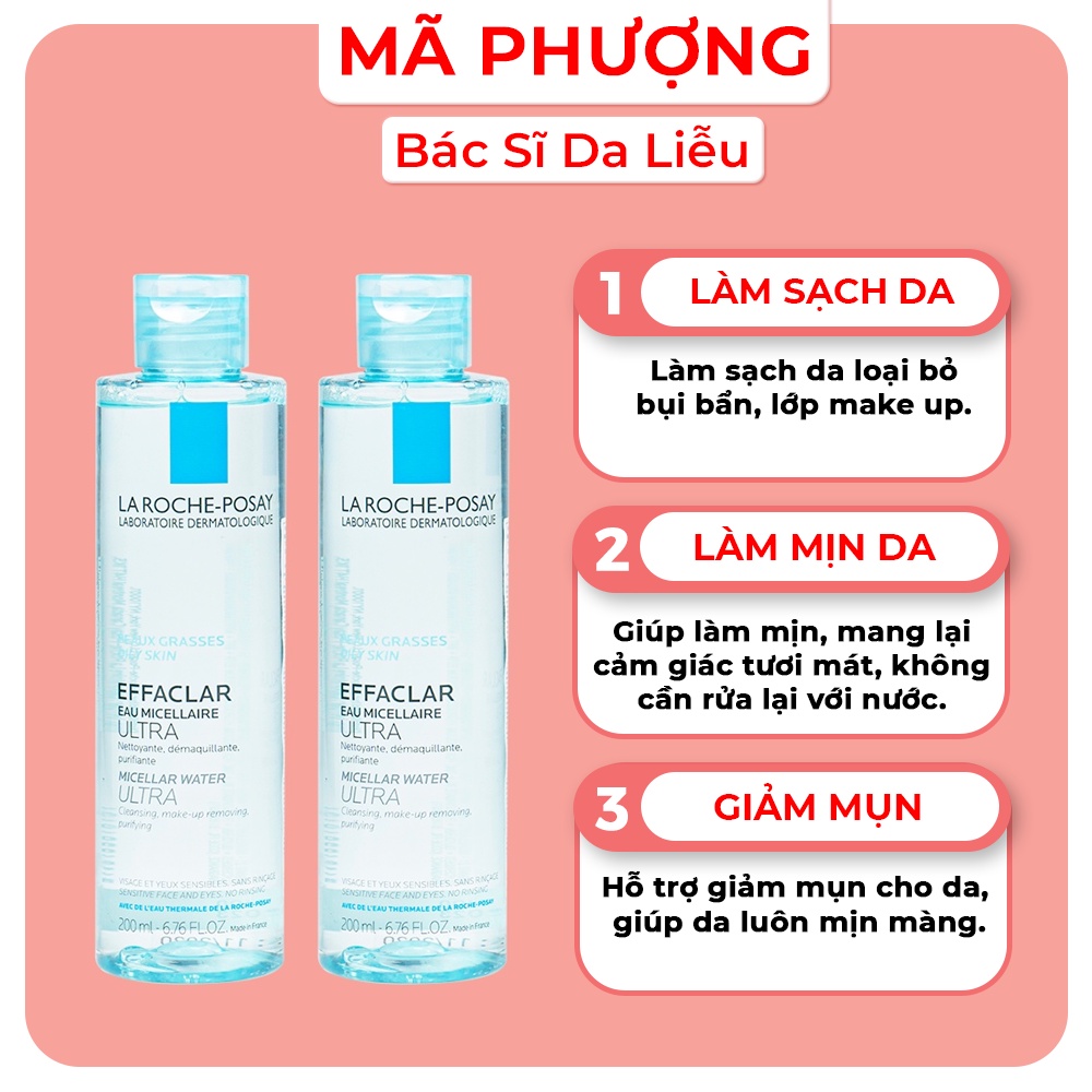 Tẩy trang cho da dầu mụn Laroche Posay Effaclar Micellar Water