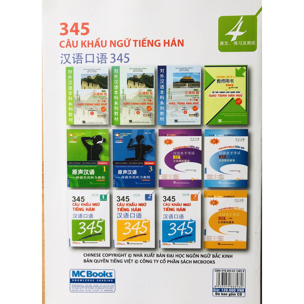 [Mã LIFE2410K giảm 10K đơn 20K] Sách - 345 Câu Khẩu Ngữ Tiếng Hán Tập 4 (Bản Tiếng Việt) | BigBuy360 - bigbuy360.vn