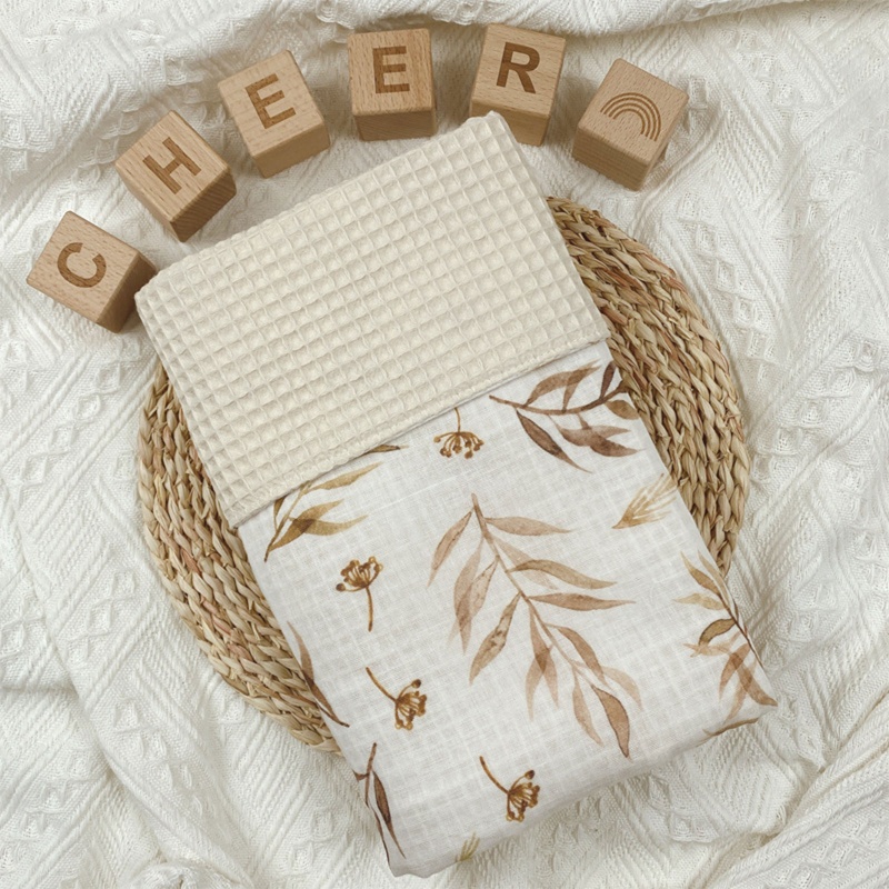 Chăn Quấn Em Bé Chất Liệu Cotton In Họa Tiết Lá Cây Xinh Xắn