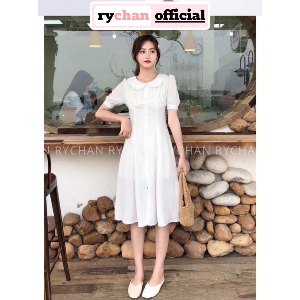 Đầm Xòe Midi Cổ Sen Tay Phồng 2 Màu - DX0026