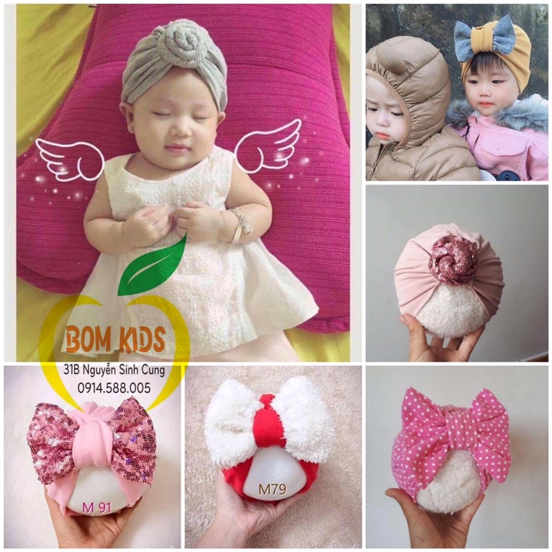 Mũ đội đầu chất liệu thun tuban cho bé cotton -saleoff 50%
