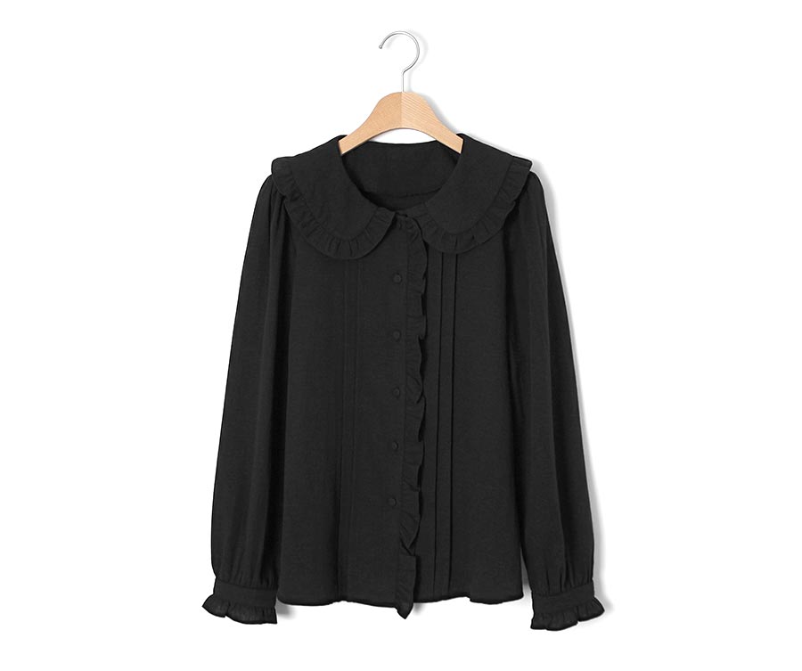 Áo Sơ Mi Nữ Form Rộng Tay Dài Phối Ren Phong Cách Hàn Quốc 40656