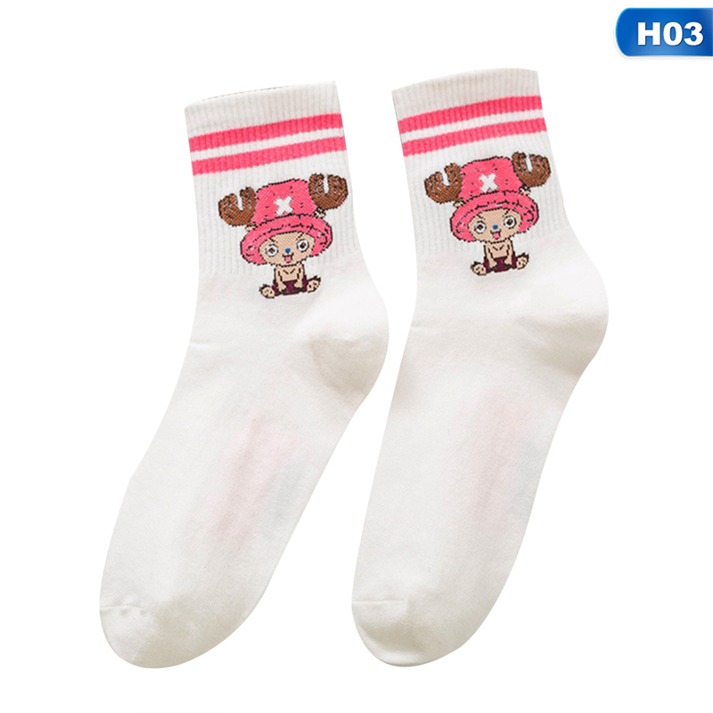 flowersqueen Vớ Cotton Nữ Mềm Mại In Hình Nhân Vật Hoạt Hình One Piece