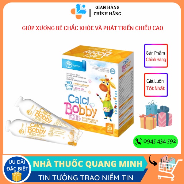 Calci Bobby Kid, Canxi Hữu Cơ ,L Lysine, Vitamin D3K2, Giúp Xương Và