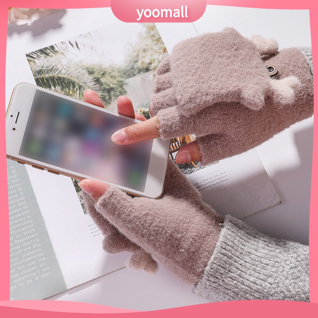 Yomall♡ 1 Đôi Găng Tay Lông Nhung Hở Ngón Màu Sắc Thời Trang