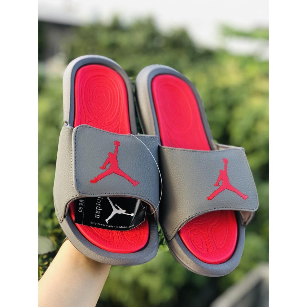 [Ảnh thật + hộp + Freeship] Dép quai ngang nam nữ jordan 6 chất xịn màu xám - đỏ