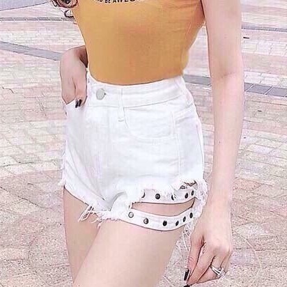 quần short kaki phối đai hạt siêu hot hit
