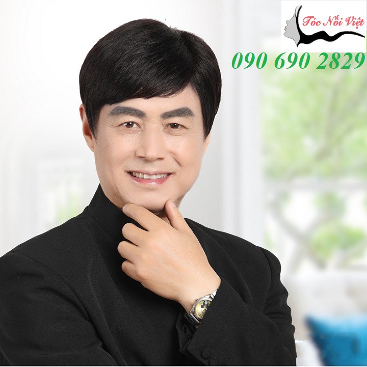 Tóc đội nam trung niên bằng tóc thật, tóc người