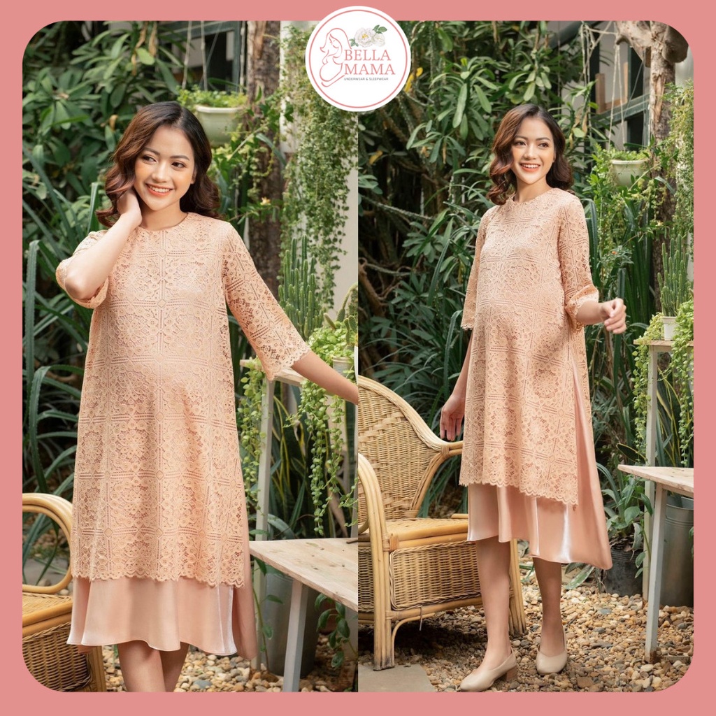 Áo Dài Bầu Thiết Kế Chất Liệu Ren Đủ Size Cho Mẹ Bầu Và Sau SinhTừ 47-85kg BELLA MAMA - D123