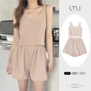Set đồ 2 món áo thun ngắn - quần ngố chất vải nỉ tổ ong Lylibeauty form rộng thoải mái dễ chịu