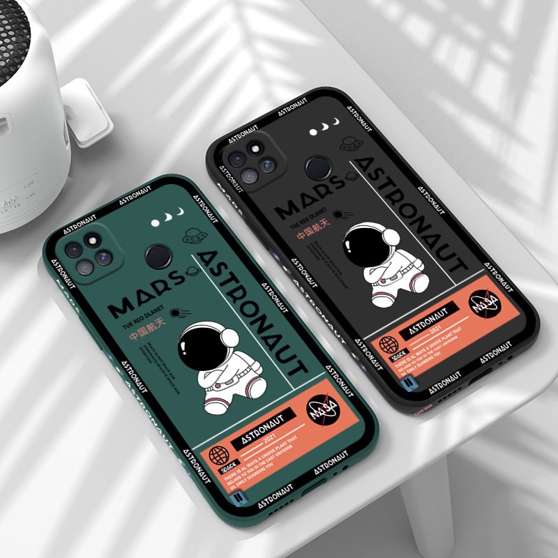 Ốp Điện Thoại TPU Mềm Chống Sốc Hình Phi Hành Gia Có Dây Đeo Cho Realme C11 C12 C15 C25 C25S C20 C11 2021 C21Y C25Y C35