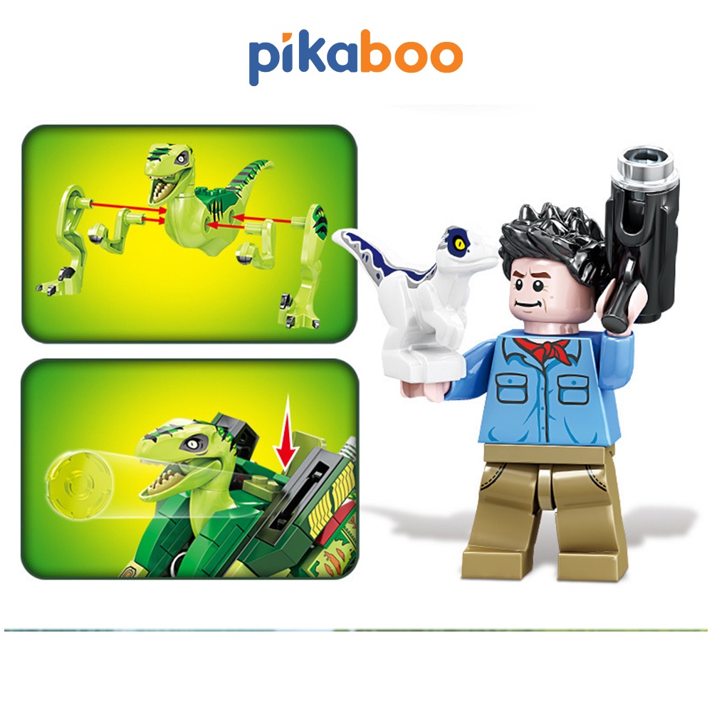Đồ chơi xếp hình lắp ráp khủng long Pikaboo xếp hình mẫu mã đa dạng chất liệu nhựa ABS cao cấp an toàn cho trẻ