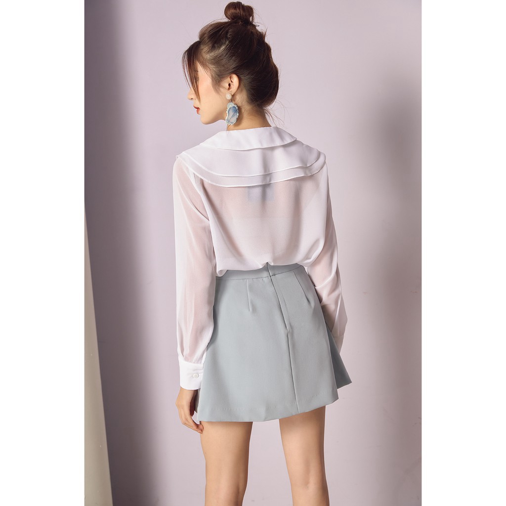 Chân váy dáng A vạt chồng hai lớp JAA0740 - 92wear | BigBuy360 - bigbuy360.vn