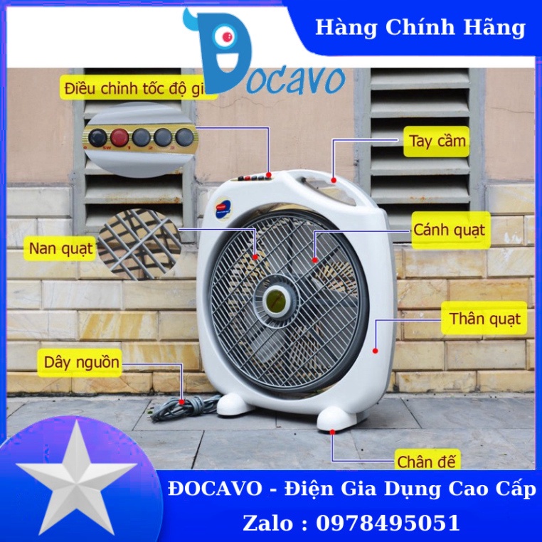 Quạt hộp ĐIỆN CƠ THỐNG NHẤT VINAWIND cánh 350 -LP có công tắc tự ngắt khi quạt đổ Đocavo xincosmetics