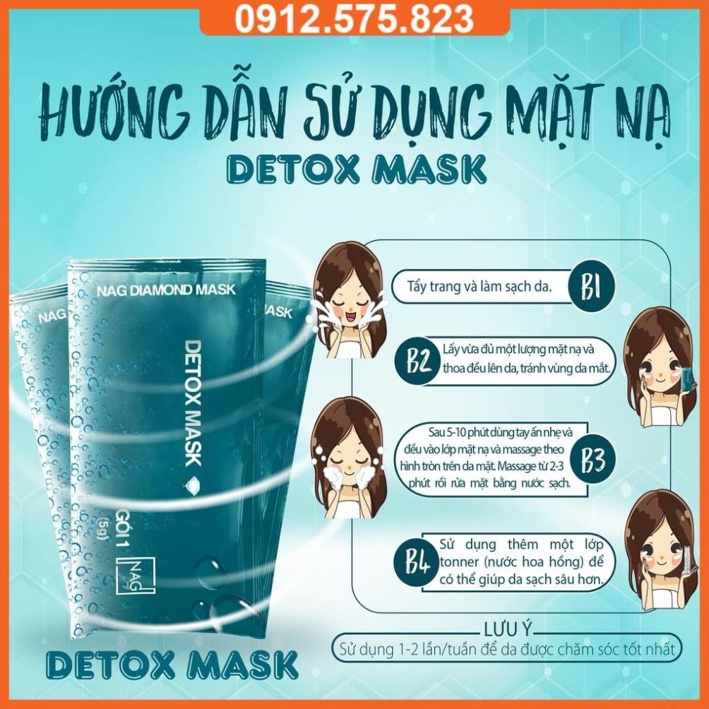 [SẢN PHẨM DÙNG THỬ] BỘ SẢN PHẨM mặt nạ NAG DIAMOND MASK-Thải độc, dưỡng trắng da mặt toàn diện/DETOX MASK-WHITENING MASK