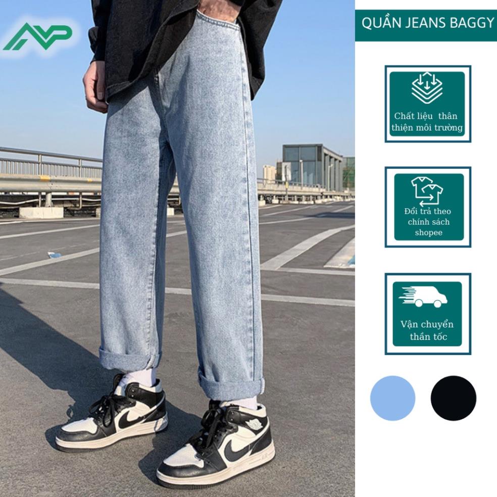 Quần jean Baggy ống suông, rộng nam, nữ TR01 hottrend hàn quốc 2021 ⚡