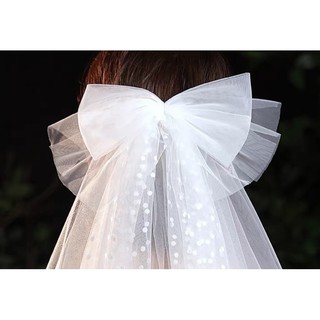 Voan lúp cô dâu nơ dải chấm bi