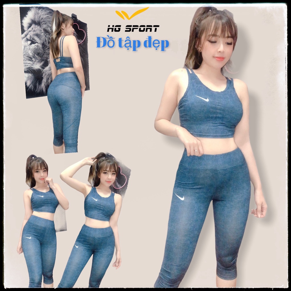 Đồ tập Gym, Yoga, Erobic nữ, Bộ Thể Thao Nữ quần lửng áo croptop 2 dây sexy quyến rũ BLCR02