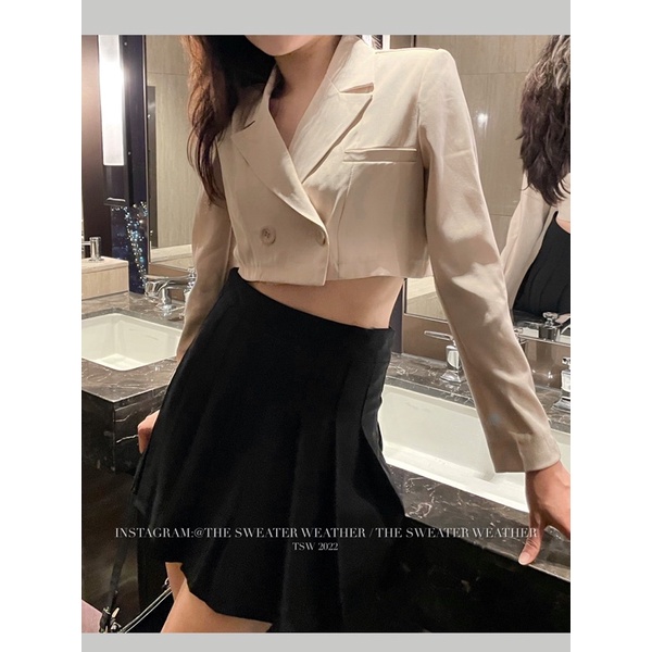 Áo khoác vest dáng croptop vải tuyết 1 lớp the.sweaterweather TSW (ảnh thật) | BigBuy360 - bigbuy360.vn