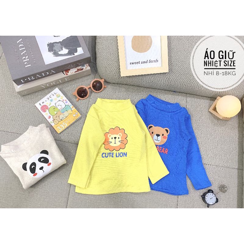 Áo cotton len tăm cổ 3 phân cho bé trai bé gái 7-18kg