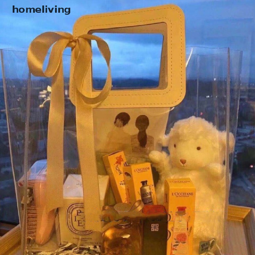 Túi Xách Nhựa PVC Trong Suốt In Họa Tiết Hoa Xinh Xắn Phong Cách Nhật Hàn Cho Bạn Gái