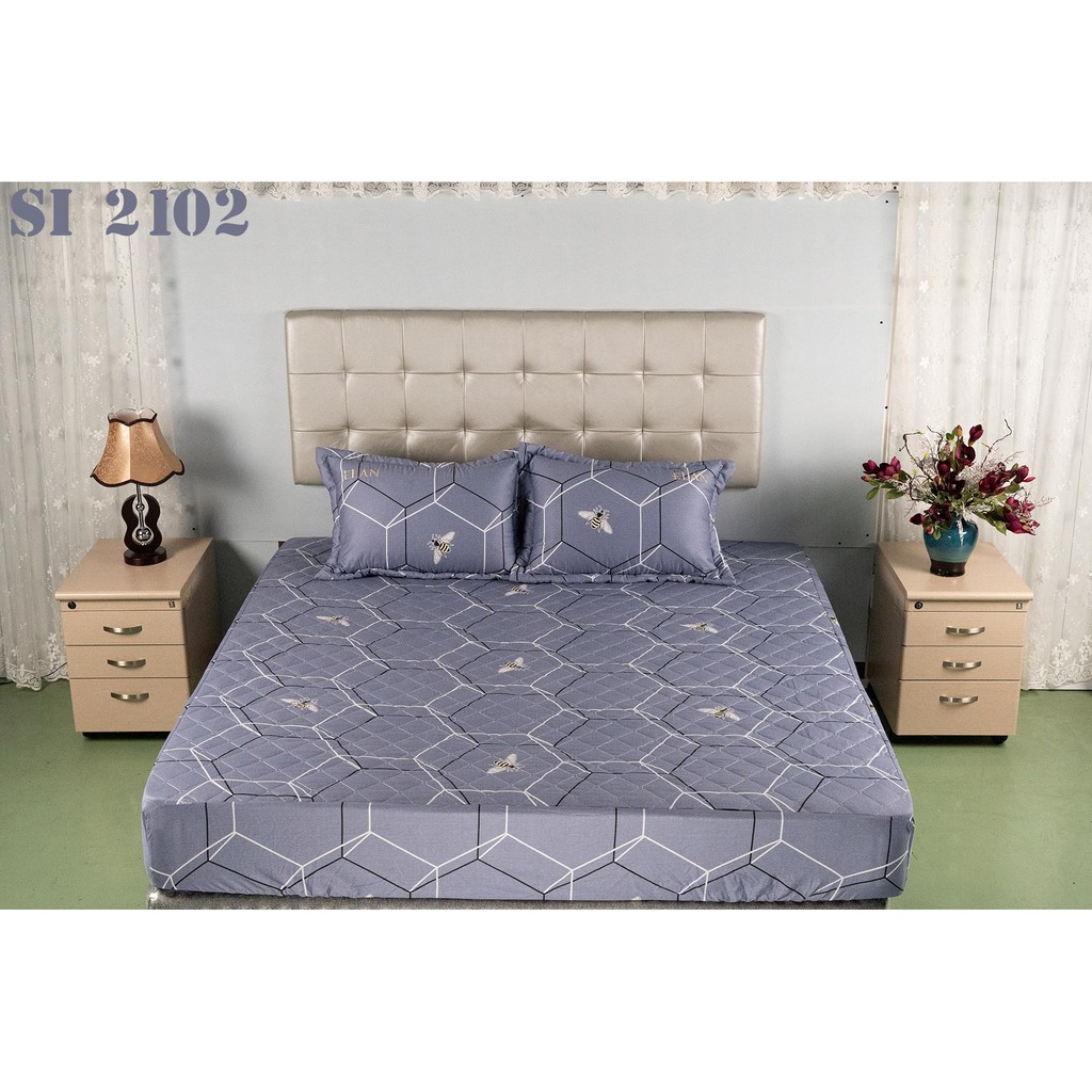 Ga Bộ 8 món ELAN Cotton Satin in sẵn họa tiết -Mã SI - Phục vụ mùa cưới 2020- Freeship 100%