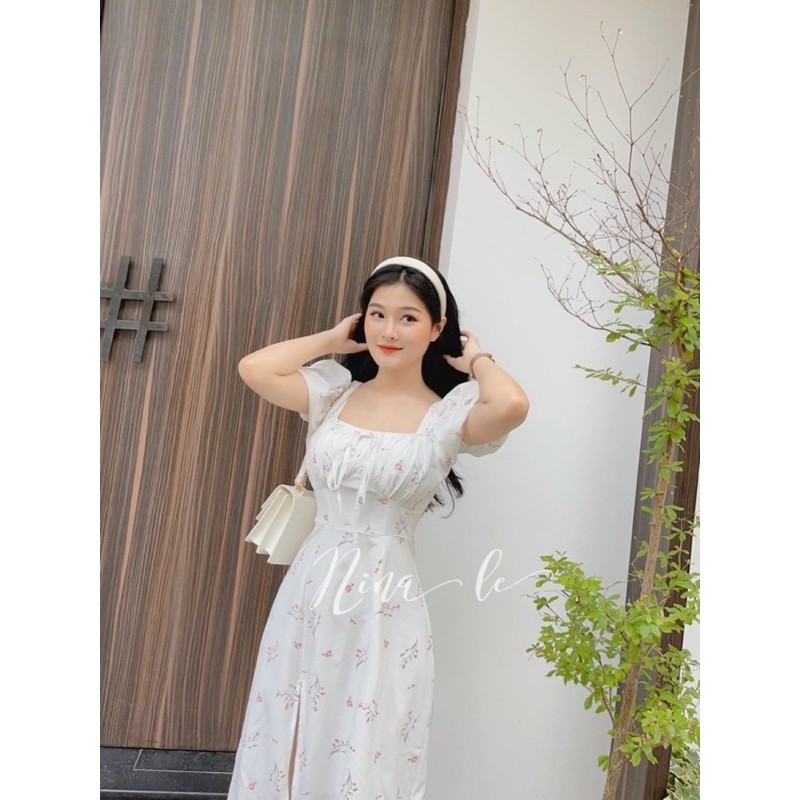 Đầm hoa❤️Hình thật❤️Đầm hoa maxi nhún ngực tay phồng | BigBuy360 - bigbuy360.vn
