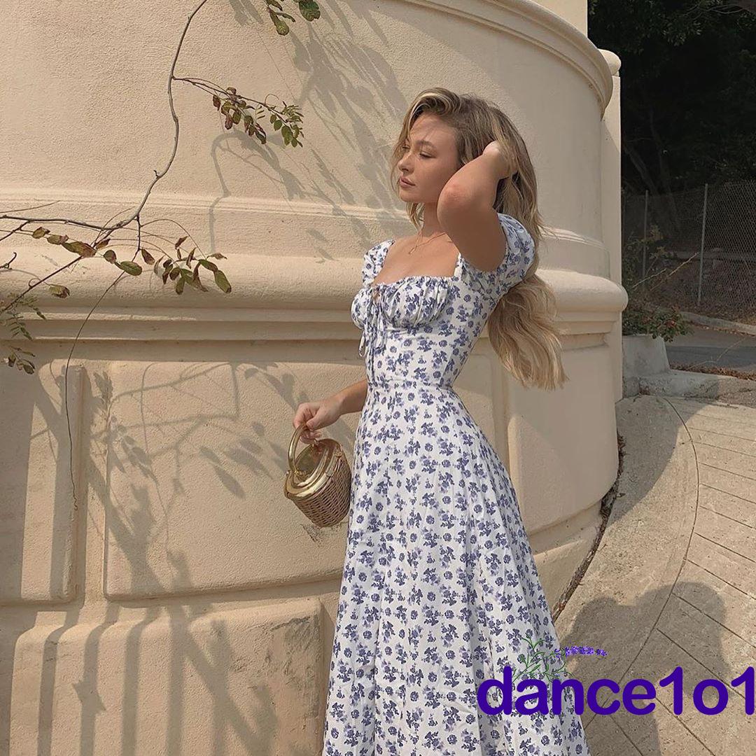 Đầm Hoa Tay Phồng Thiết Kế Xẻ Tà Xinh Xắn Dành Cho Nữ | BigBuy360 - bigbuy360.vn