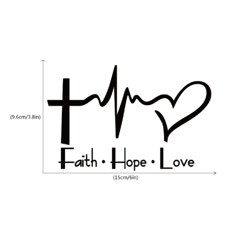 Sticker Dán Họa Tiết Chữ &quot;Faith Hope Love&quot; Cho Xe Ô-Tô