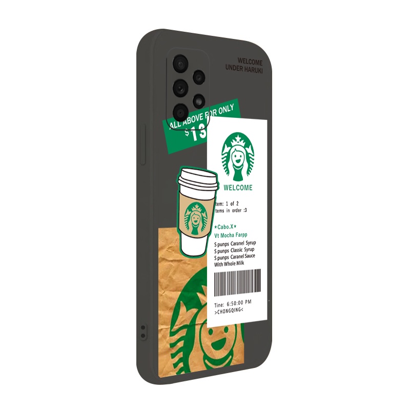 Ốp Điện Thoại Cạnh Vuông Mềm Hình Starbucks Cho Samsung Galaxy S22 Ultra S21 FE A33 A53 A73 A03S M32 M22