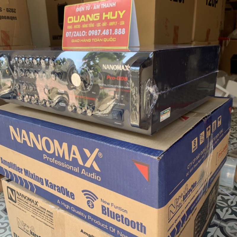 Amply Nanomax Pro 008 - âm ly 12 sò đánh khoẻ, nghe nhạc, karaoke hay, kết nối bluetooth - Tặng dây kết nối 3.5