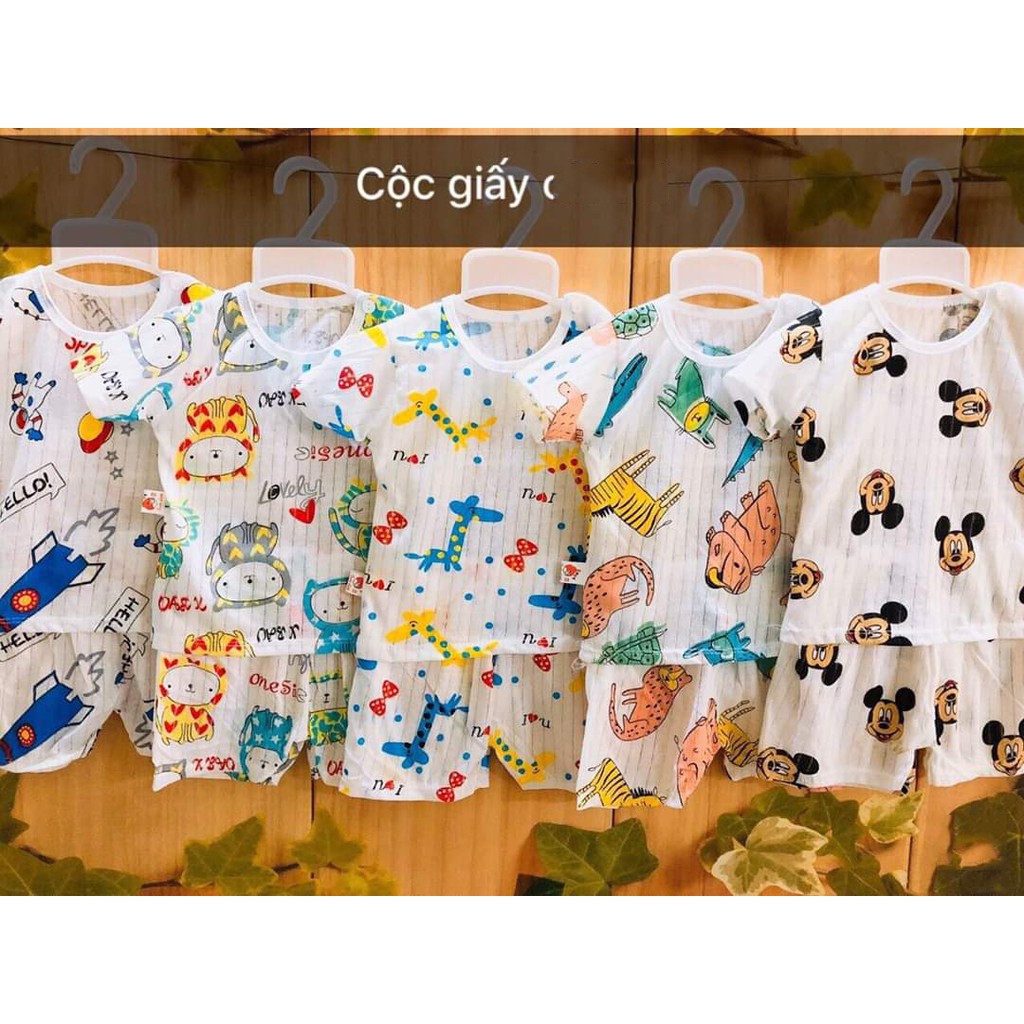 Bộ cotton cộc tay cho bé có màu bé trai và bé gái