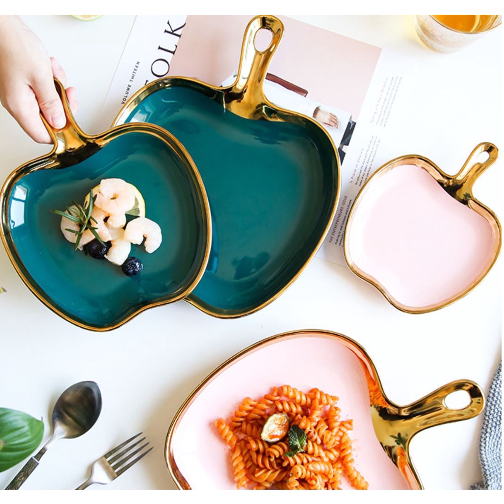 Bát Đĩa Decor Trang Trí Bàn Ăn. dĩa sứ. dĩa decor hình quả táo. Đĩa Decor Trang Trí