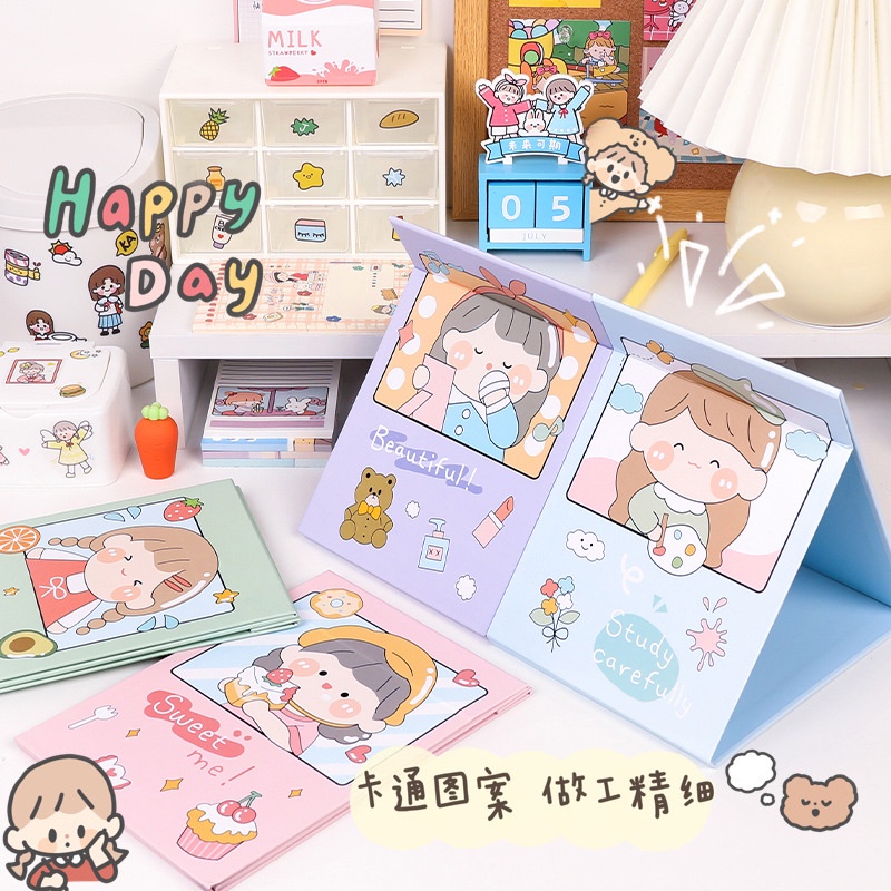 Gương giấy để bàn gấp gọn hình gấu dễ thương