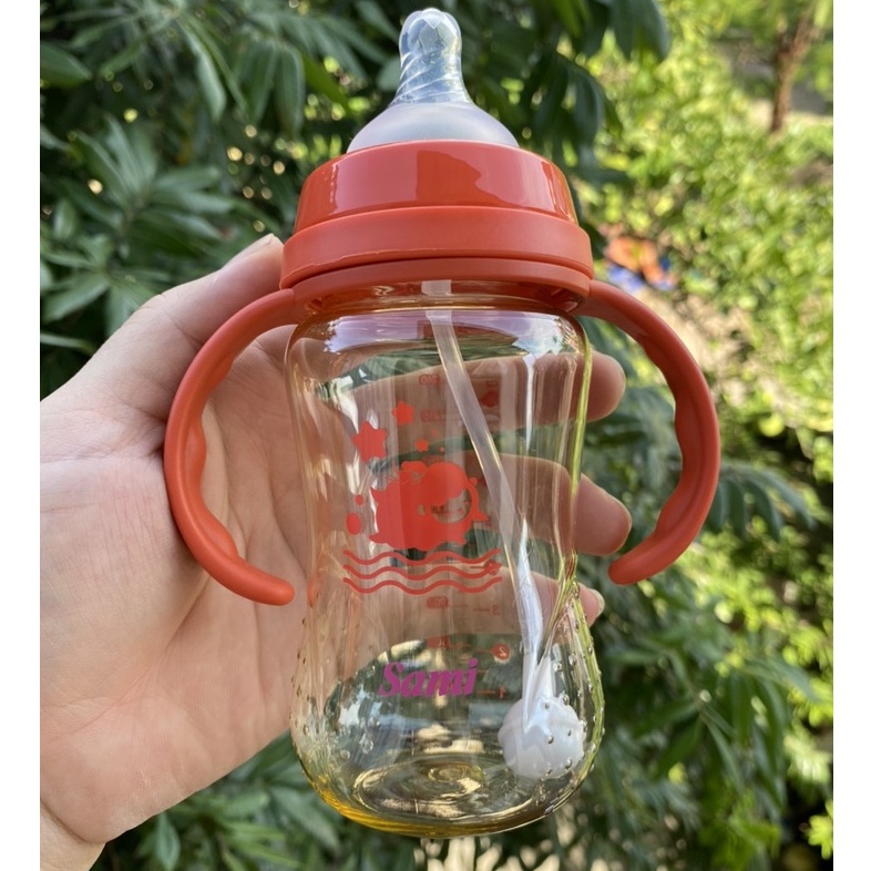 Bình sữa Sami Baby tặng kèm tay cầm và van chống sặc dung tích 240ml