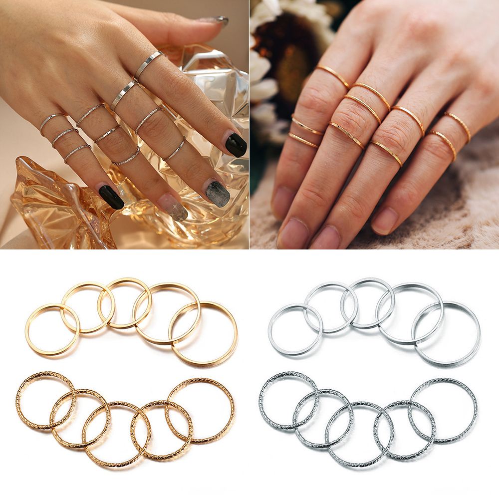 Bộ nhẫn đeo tay nhiều màu sắc thời trang sành điệu cho nữ