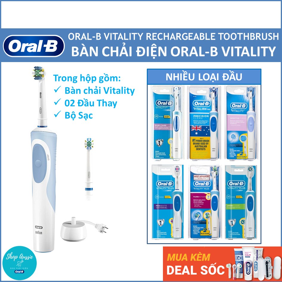 Bàn Chải Đánh Răng Điện Oral-B Vitality - Nhiều loại đầu