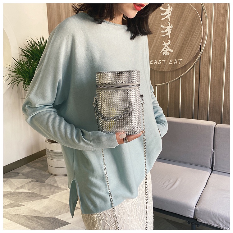 Túi Đeo JASMIN NOIR Chéo Hình Trụ Phối Dây Xích Thời Trang Dành Cho Nữ