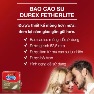 Bao cao su Durex Fetherlite siêu mỏng 3S