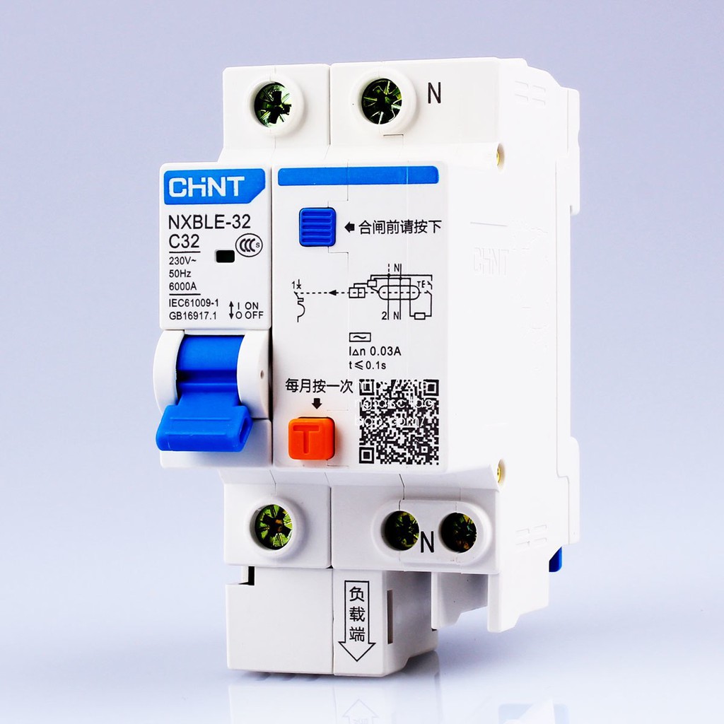 Cầu dao chống giật CHINT 1P-32A  dùng cho bình nóng lạnh, máy bơm, tủ lạnh...