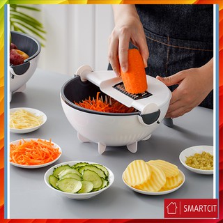 Bộ Nạo Rau Củ Đa Năng Kèm Rổ Đựng và Chậu 9 in 1, Bộ Nạo Rau Củ Đa Năng Tiện Lợi Kiểu Dáng Sang Trọng