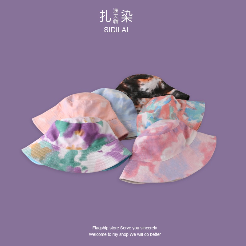 Mũ Bucket Chống Nắng Hai Mặt Nhuộm Màu Phong Cách Hàn Quốc Dễ Phối Đồ Thời Trang Xuân Hè Cho Nữ