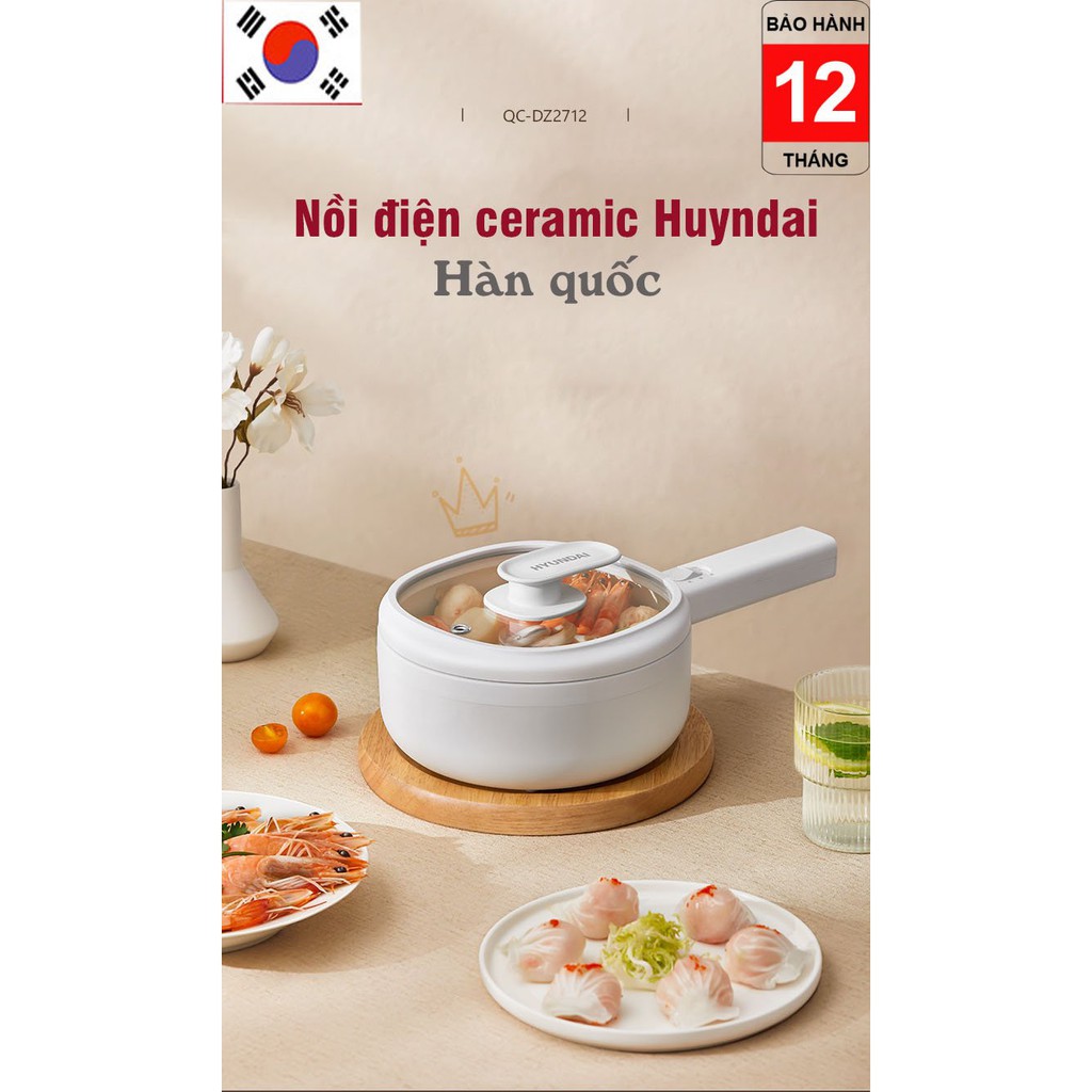 Nồi điện đa năng chống dính bằng gốm ceramic Hundai thương hiệu Hàn quốc