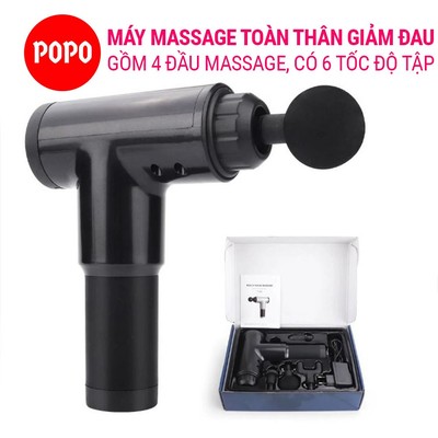 Máy massage cầm tay, dạng súng cầm tay Facial Gun đa năng có 4 đầu massage giảm đau POPO
